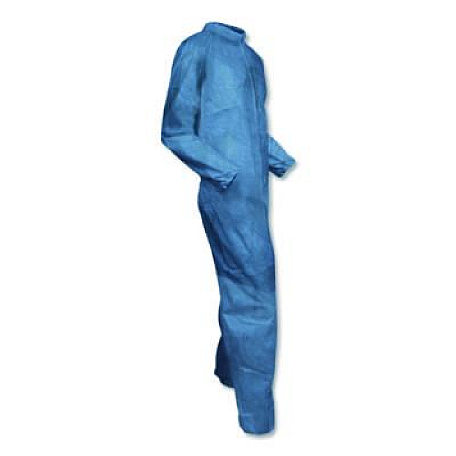 KleenGuard A65 Zipper Front Flame Resistant Coveralls, Hood/Elastic Wrists and Ankles, 3X-Large, Blue, 21/Carton (45326)