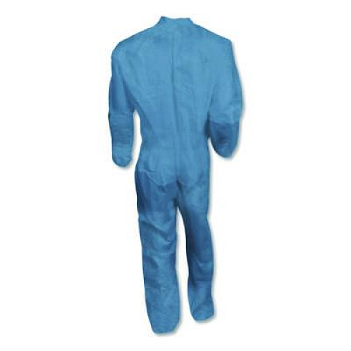 KleenGuard A65 Zipper Front Flame Resistant Coveralls, Hood/Elastic Wrists and Ankles, 3X-Large, Blue, 21/Carton (45326)