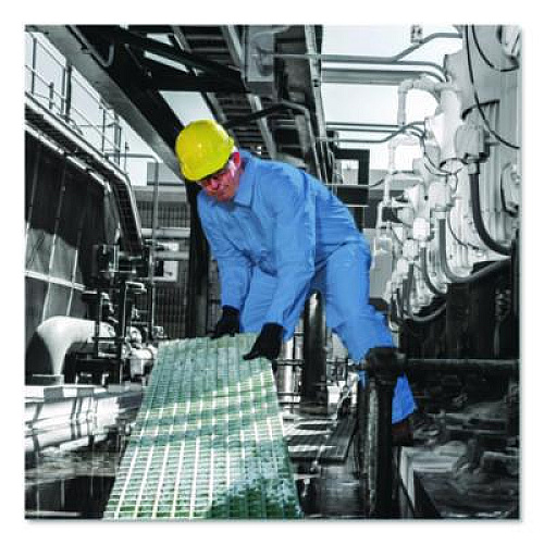 KleenGuard A65 Zipper Front Flame Resistant Coveralls, Hood/Elastic Wrists and Ankles, 3X-Large, Blue, 21/Carton (45326)