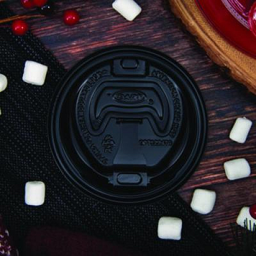 Dart Optima Reclosable Lids for Hot Paper Cups, Fits 12 oz to 24 oz Hot Cups, Plastic, Black, 1,200/Carton (OPT1224TGB)