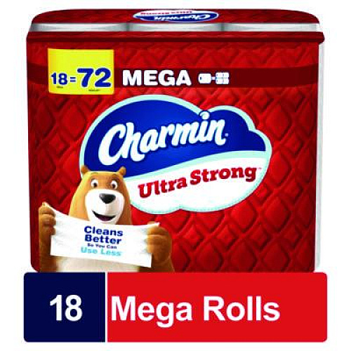 Charmin Ultra Strong Bathroom Tissue, Septic Safe, 2-Ply, White, 220 Sheets/Roll, 18 Rolls/Pack (11105)