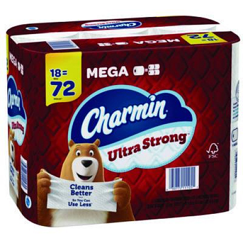 Charmin Ultra Strong Bathroom Tissue, Septic Safe, 2-Ply, White, 220 Sheets/Roll, 18 Rolls/Pack (11105)
