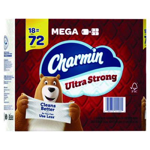 Charmin Ultra Strong Bathroom Tissue, Septic Safe, 2-Ply, White, 220 Sheets/Roll, 18 Rolls/Pack (11105)