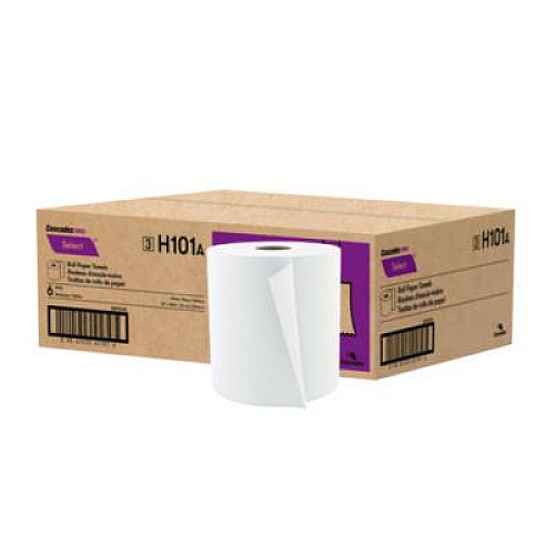 Cascades PRO Select Roll Paper Towels, 1-Ply, 7.88" x 1,000 ft, White, 6/Carton (H101)