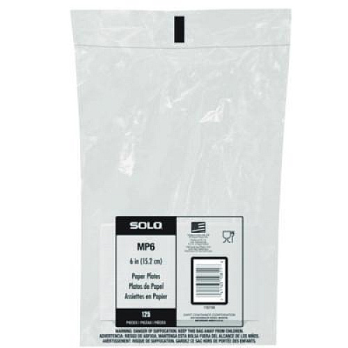 SOLO Compostable Paper Dinnerware, ProPlanet Seal, Plate, 6" dia, White, 1,000/Carton (MP6PLANET)