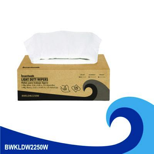 Boardwalk One-Ply Paper Wipers, 9.84 x 9.06, White, 125 Wipers/Box, 18 Boxes/Carton (LDW2250W)