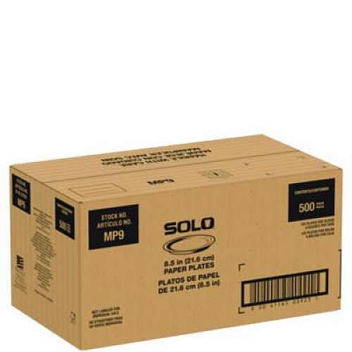 SOLO Compostable Paper Dinnerware, ProPlanet Seal, Plate, 8.5" dia, White, 500/Carton (MP9PLANET)