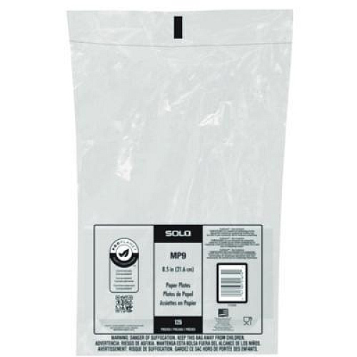 SOLO Compostable Paper Dinnerware, ProPlanet Seal, Plate, 8.5" dia, White, 500/Carton (MP9PLANET)