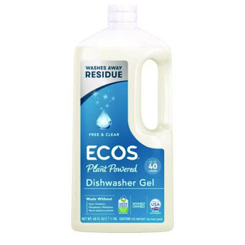 ECOS Automatic Dishwasher Gel, Free and Clear, 40 oz Bottle, 8/Carton (975408CT)