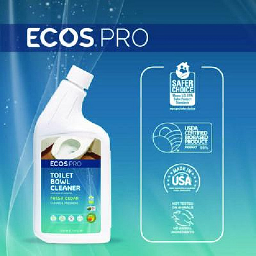 ECOS PRO Toilet Bowl Cleaner, Fresh Cedar Scent, 24 oz Squeeze Bottle, 6/Carton (PL97036CT)