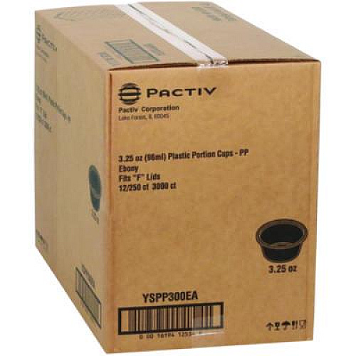 Pactiv Evergreen Plastic Portion Cup, 3.25 oz, Black, 3,000/Carton (YSPP300EA)