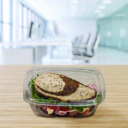 Dart ClearPac SafeSeal rPET Tamper-Resistant/Evident Containers, Embossed Bottom, 24 oz, 6.37 x 7.15 x 1.86, Clear, 200/Carton (CH24DERF)