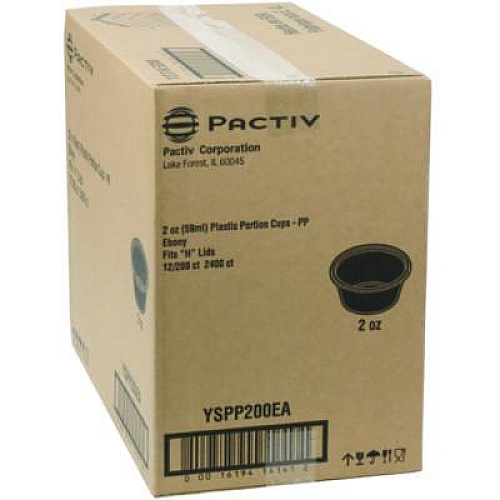 Pactiv Evergreen Plastic Portion Cup, 2 oz., Black, 2,400/Carton (YSPP200EA)