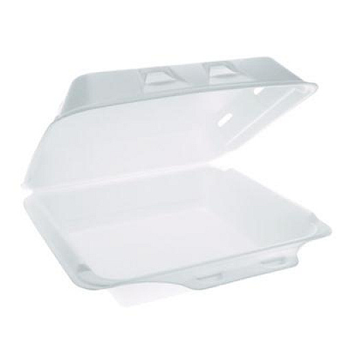 Pactiv Evergreen SmartLock Vented Foam Hinged Lid Container, 9 x 9.5 x 3.3, White, 150/Carton (YHLWV9010000)