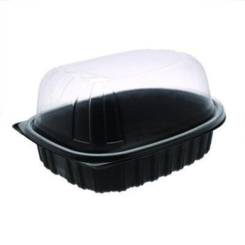 Pactiv Evergreen ClearView MealMaster Chicken Roaster, 10.75 x 8.5 x 4.25, Black/Clear, Plastic, 95/Carton (YCNC60030LDZ)