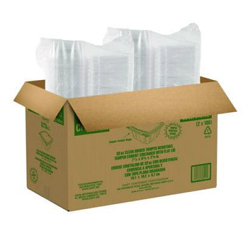 Dart ClearPac SafeSeal rPET Tamper-Resistant/Evident Containers, Embossed Bottom, 32 oz, 6.37 x 7.15 x 2.58, Clear, 200/Carton (CH32DERF)