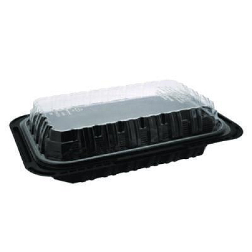 Pactiv Evergreen ClearView MealMaster Chicken Barn, 13.3 x 8.4 x 4, Black/Clear, Plastic, 105/Carton (YCNC300800NH)