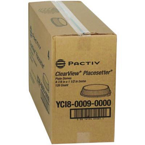 Pactiv Evergreen ClearView Dome-Style Lid with Tabs, 8.9" Diameter x 0.8" h, Clear, Plastic, 126/Carton (YCI800090000)
