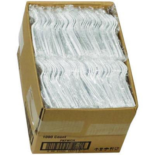Pactiv Evergreen Fieldware Cutlery, Individually Wrapped, Mediumweight Fork, Plastic, White, 1,000/Carton (FKFWCH)