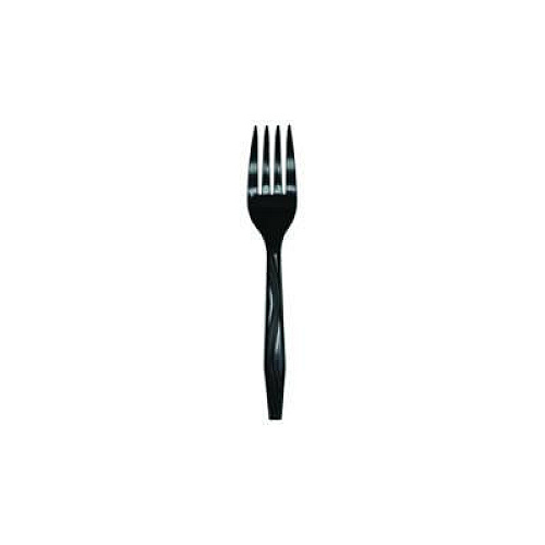 Pactiv Evergreen Meadoware Cutlery, Individually Wrapped, Medium Heavyweight Fork, Plastic, Black, 1,000/Carton (MKFE)