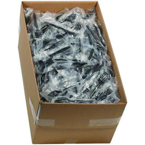 Pactiv Evergreen Meadoware Cutlery, Individually Wrapped, Medium Heavyweight Fork, Plastic, Black, 1,000/Carton (MKFE)