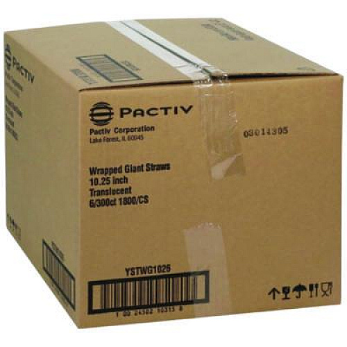 Pactiv Evergreen Giant Paper-Wrapped Straw, 10.25", Polypropylene, Translucent, 1,800/Carton (YSTWG1026)