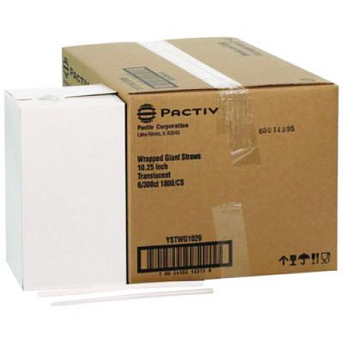 Pactiv Evergreen Giant Paper-Wrapped Straw, 10.25", Polypropylene, Translucent, 1,800/Carton (YSTWG1026)
