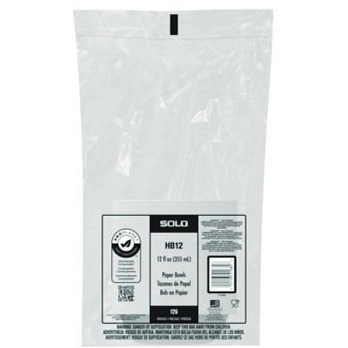 SOLO Compostable Paper Dinnerware, ProPlanet Seal, Bowl, 12 oz, White, 125/Pack (HB12PLANETPK)