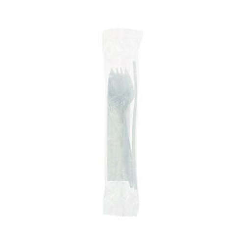 Pactiv Evergreen Fieldware Cutlery Kit, Mediumweight, Napkin/Spork/Straw, Plastic, White, 1,000/Carton (FKQWSCHLCH)