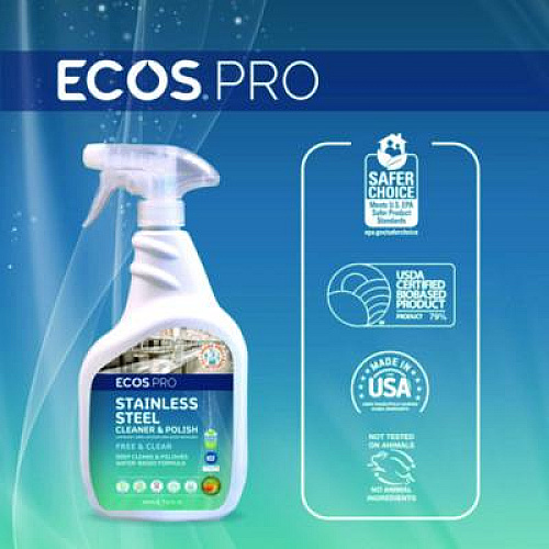 ECOS PRO Stainless Steel Cleaner and Polish, 32 oz Spray (PL93306)