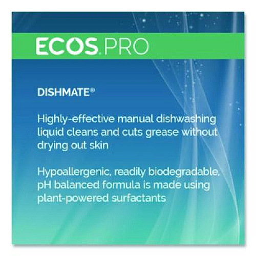 ECOS PRO Dishmate Manual Dish Liquid, Free and Clear, 25 oz Squeeze Bottle, 6/Carton (PL97216CT)