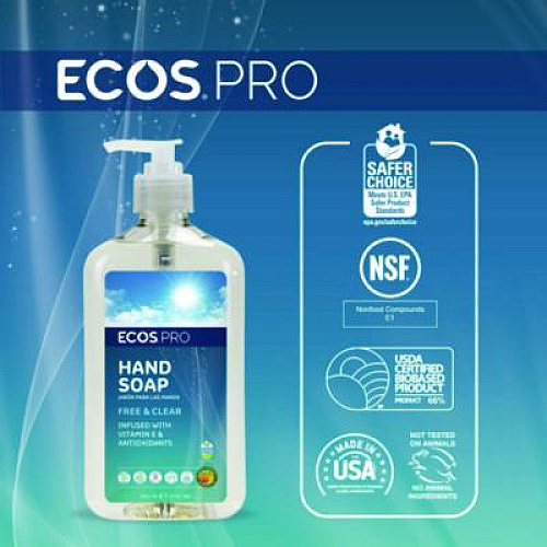 ECOS PRO Liquid Hand Soap, Free and Clear Scent, 17 oz, 6/Carton (PL96636CT)