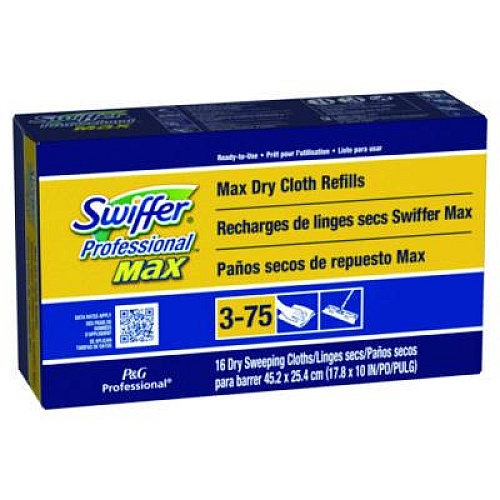Swiffer Max/XL Dry Refill Cloths, 17.88 x 10, White, 16/Box, 6 Boxes/Carton (37109)