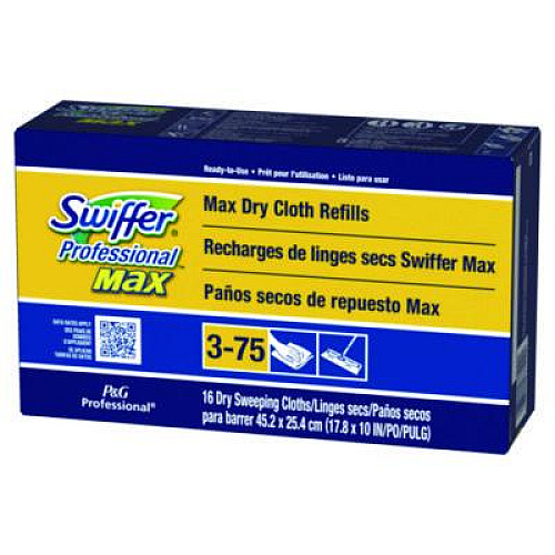 Swiffer Max/XL Dry Refill Cloths, 17.88 x 10, White, 16/Box, 6 Boxes/Carton (37109)