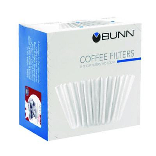 BUNN Coffee Filters, 8 to 12 Cup Size, Flat Bottom, 100/Pack (BCF100B)