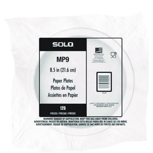 SOLO Compostable Paper Dinnerware, ProPlanet Seal, Plate, 9" dia, White, 250/Carton (OFMP9PLANET)