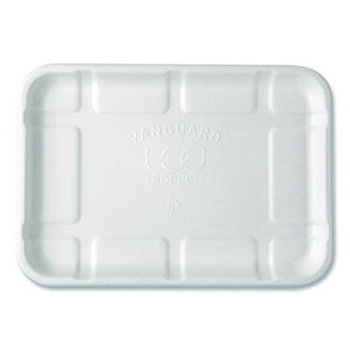 Eco-Products Meat and Produce Food Trays, 8.5 x 6.2 x 0.5, White, Sugarcane Fiber, 400/Carton (EPMP2SNFA)