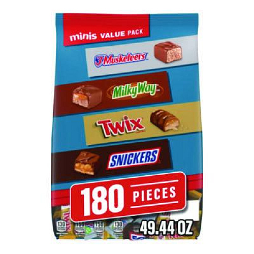 MARS Minis Variety Pack, Chocolate, 49.44 oz Bag, 180 Pieces (22002451)