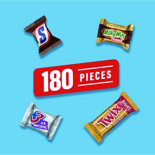 MARS Minis Variety Pack, Chocolate, 49.44 oz Bag, 180 Pieces (22002451)