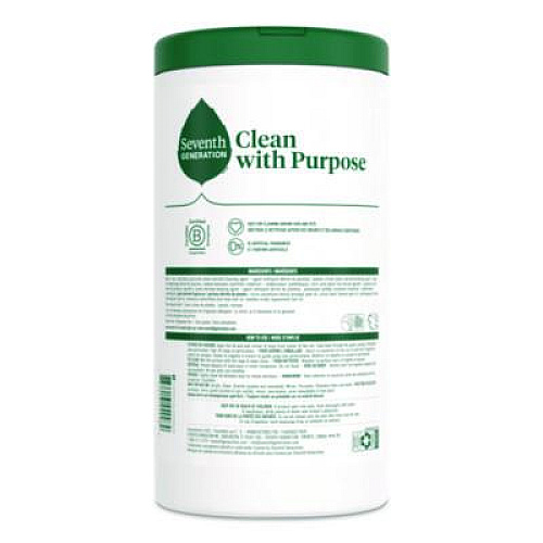 Seventh Generation Multi-Surface Wipes, 7 x 7, Lemon Zest, White, 70 Wipes/Canister, 6/Carton (69657417)
