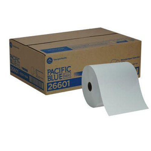 Georgia Pacific Professional Pacific Blue Basic Recycled Paper Towel Roll, 1-Ply, 7.88" x 800 ft, White, 6 Rolls/Carton (26601)