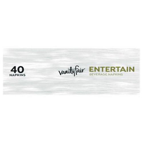 Vanity Fair Entertain Beverage Napkins, 2-Ply, 9.8 x 9.8, White, 40/Pack, 12 Packs/Carton (35134)