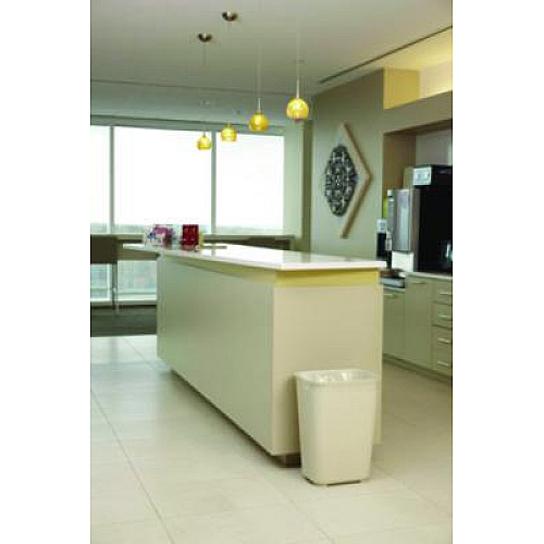 Rubbermaid Commercial Fiberglass Wastebasket, 10 gal, Fiberglass, Beige (254400BG)