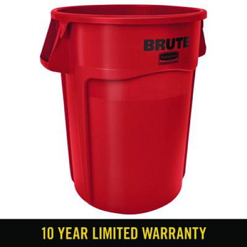 Rubbermaid Commercial Vented Round Brute Container, 44 gal, Plastic, Red, 4/Carton (264360REDCT)