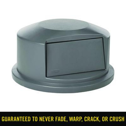 Rubbermaid Commercial Round BRUTE Dome Top Receptacle, Push Door for 44 gal Containers, 24.81" Diameter x 12.63h, Gray (264788GRA)