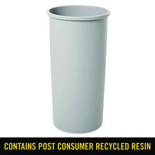 Rubbermaid Commercial Untouchable Large Plastic Round Waste Receptacle, 22 gal, Plastic, Gray (354600GY)