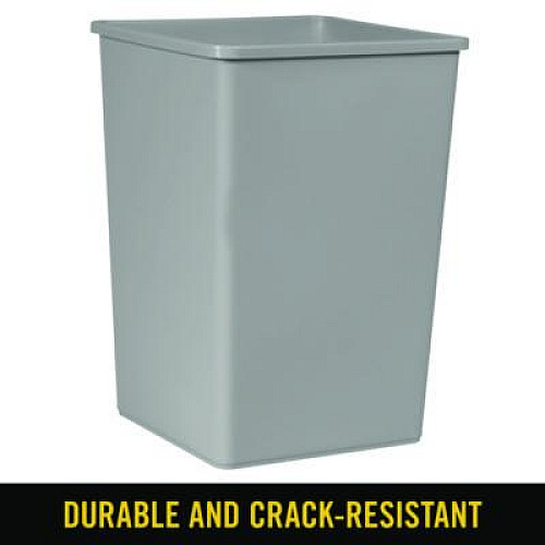 Rubbermaid Commercial Untouchable Square Waste Receptacle, 35 gal, Plastic, Gray (3958GRA)