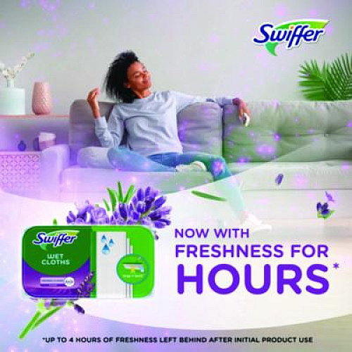 Swiffer Sweeper TRAP + LOCK Wet Mop Cloth, 8 x 10, White, Lavender Scent, 38/Pack (00743)