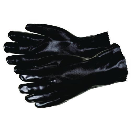 Double-Dipped PVC Gloves, 14" Long, Large, Black, 12 Pairs (6524SJ)