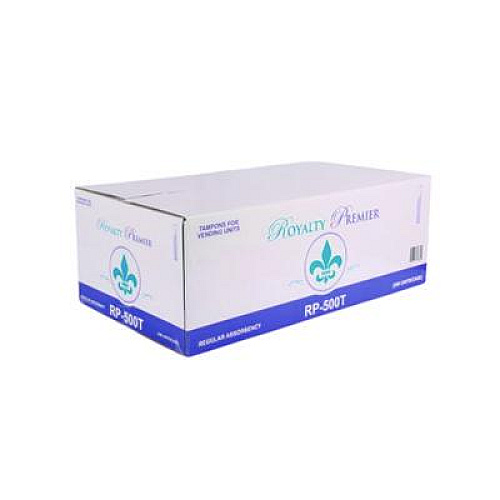 Royalty Distribution Premier Tampons for Vending Units, Regular Absorbency, 500/Carton (RP500T)
